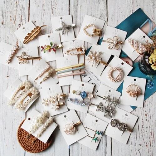 New 1pcs Fashion Pearl Hair Clip Barrette Imitation Beads Flower Stick Hairpin Girl Woman Gifts Beauty Hair Styling Accessories