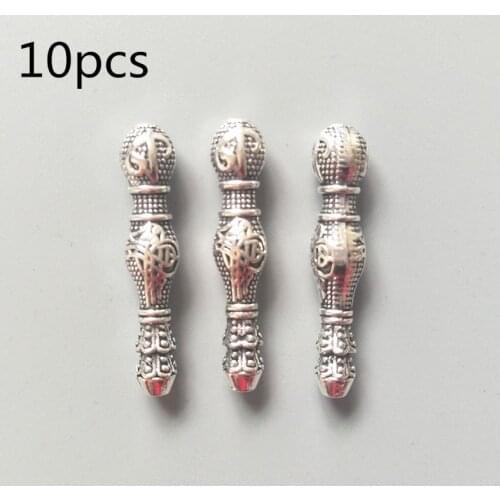 10pcs/bag Muslim tasbih accessory middle alloy part silver color design 37*7mm