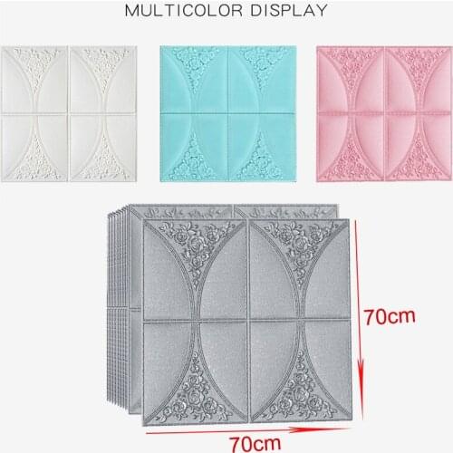 12Pcs 70x70cm 3D DIY waterproof Stereo Foam Wall Stickers Ceiling Panel Self Adhesive TV Background Wallpaper Living Room Decor