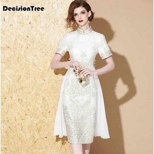 2021 sexy woman chinese cheongsam elegant lace traditional qipao year evening party oriental vintage split wedding dress