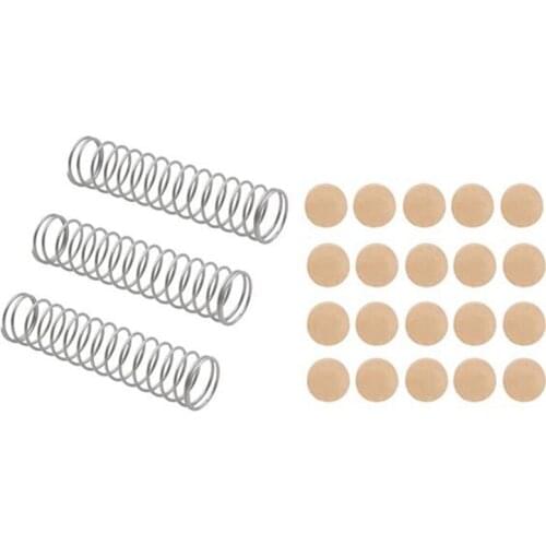 3Pcs Trumpet Piston Valve Spring Accessories Part Replacement & 20Pcs Saxophone Cork Mats Trumpet Cornet Water Key Spit