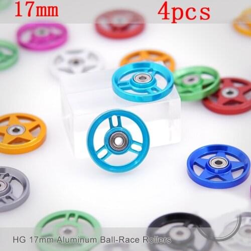 4 Pieces 17mm Light Weight Aluminum Guide Rollers 15522 Spare Parts for 1/32 Scale Tamiya Mini 4wd Car Model