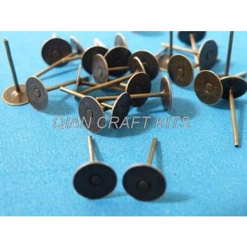 600 sets Earring Studs Antique Bronze Earring Flat Stud with 10mm Pad w/ free silicone back nuts lead and nickle free