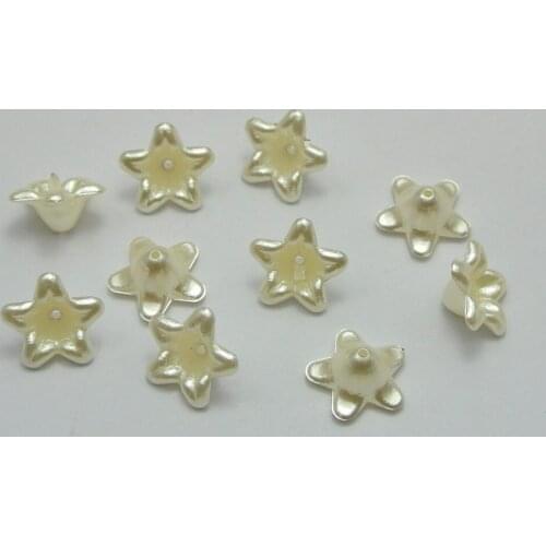 100 Ivory Acrylic Pearl Bead Cap Bellflower Bell Flower Beads 12mm