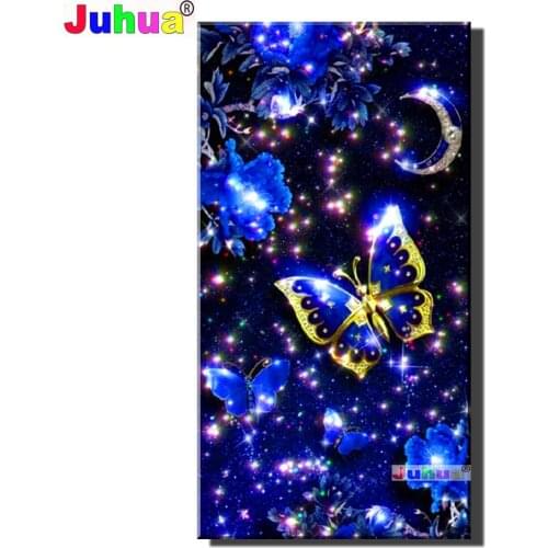 Handmade Square/Round drill diamond Painting"Blue Butterflies"5D DIY diamond embroidery Rhinestones mosaic Landscape Wall Art