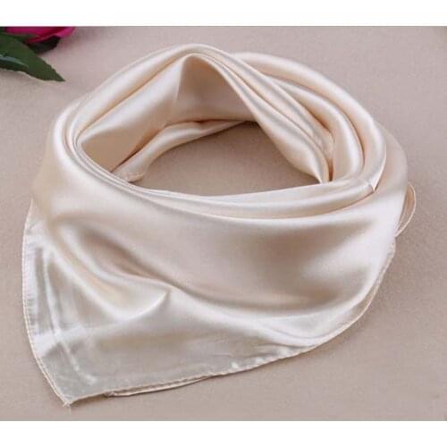 AMYO 58*58cm Satin Silk Scarf Women Square Solid Scarves Small Plain Neckerchief Head Neck Headband Fashion Hair Tie Band