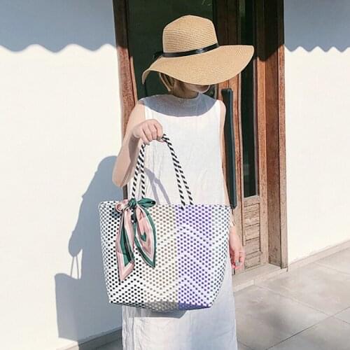 Big Female Bag Summer High-Capacity White Handbags Small Shopping Shoulder Bag Beach Vacation Travel Weaving Straw Bags For Girl