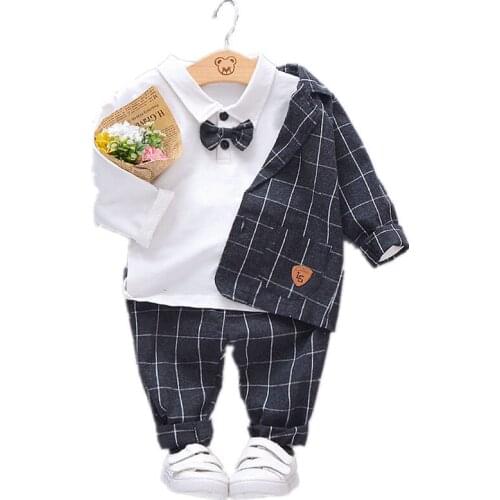 Spring Autumn Children Clothes Suit Baby Boy Girls Gentleman Shirt Coat Pants 2Pcs/sets Toddler Cotton Clothing Kids Tracksuits