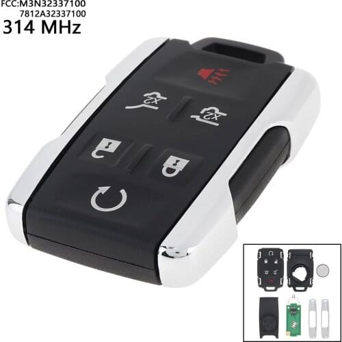 314MHz 6 Buttons Keyless Remote Key Fob with ID46 Chip M3N32337100 Keyless Entry Transmitter Automobile Key for Chevrolet