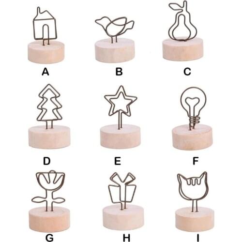 Creative Round Wooden Iron Photo Clip Memo Clip Name Card Clip Wooden Pendant Furnishing Articles