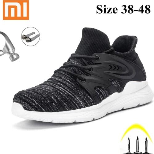 Plus Size 38- 48 Mens Steel Toe Cap Protective Work Sneakers Shoes Outdoor Anti Smashing Shoes Men Puncture Proof Safety Shoes