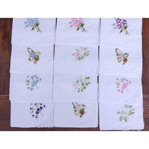 200 pcs Lace Flower Cotton Handkerchief Girl Napkin Embroidered Women Napkin Embroidered Butterfly