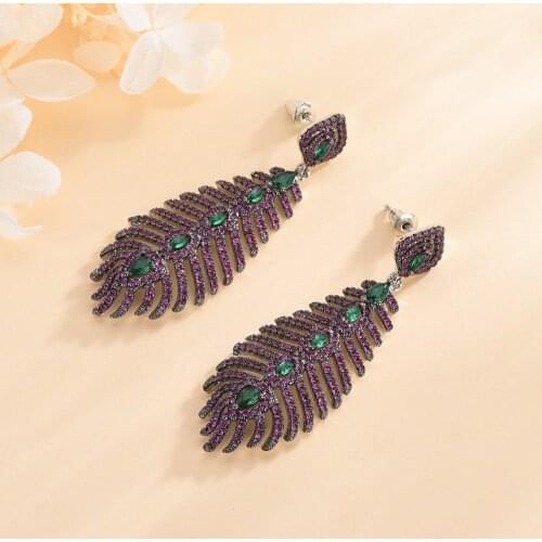 New autumn and winter hot selling earrings mixed color drill Su long earrings exaggerated temperament ear nail women wholesale