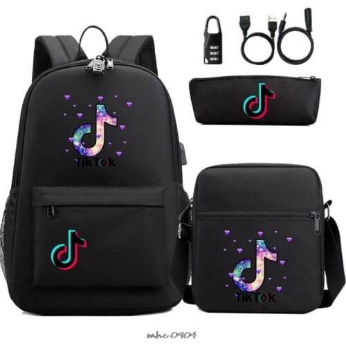 New Hot Tik Tok 3pcs/set Kid Child Schoolbag Backpack Cool Waterproof Schoolbag Kids Student School Bag