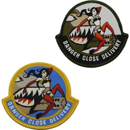 DANGER CLOSE DELIVERY PINUP pin up girl A-10 PILOT ARMY ARID COLOR HOOK LOOP PATCH badge For Backpack jacket