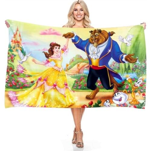 Adult Children Beauty and The Beast Towel Disney Movie Digital Printing Beach Towel Bath Towel Fashion Seaside Women Girls Shawl