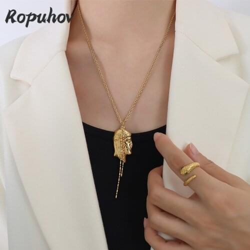 Ropuhov 2021 New 925 Silver European Niche Titanium Steel Plating Girl Portrait Design Necklace Chain Jewelry Couple