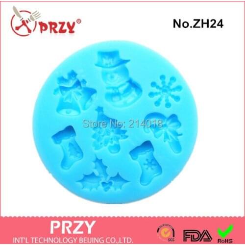 Christmas Shape Chocolate Silicone Mold Fondant Cake Decoration Mold Soap Mold No.zh24 Moulds Silicone Rubber PRZY Eco-friendly
