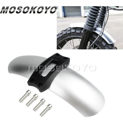 Silver Motorcycle Front Fender Mudguard Cover with Fork Stabilizer For BMW R NineT Scrambler 2016-2019
