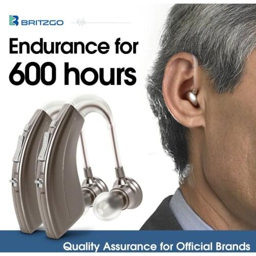 Britzgo Hearing Aid Digital Bha-220 for Hearing Loss Patient Elderly, 500hr Battery Life, Wear on both ears, 2pcs