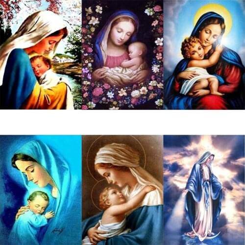 Hot Sale Virgin Mary Kids Oil Painting By Numbers For Adults Paints By Numbers Canvas Painting DIY Wedding Gift Home Decor