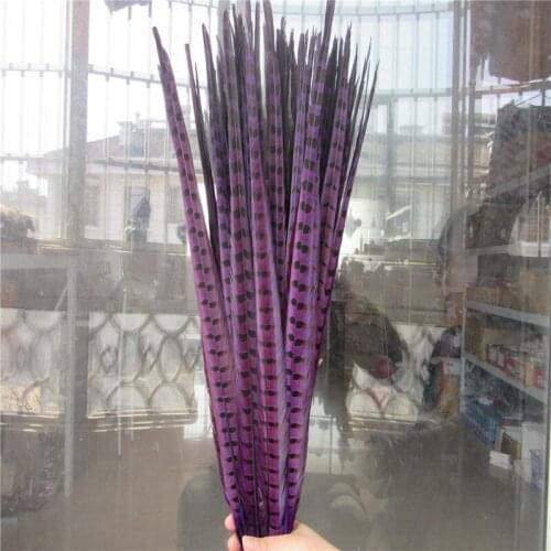YY-tesco 50 Pcs/Lot Pheasant Tail Feathers 20-22inch 50-55CM jewelry Wedding Decorations Natural Purple Pheasant Feather Plume