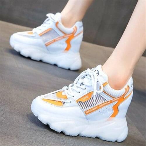 Increasing Height Fashion Sneakers Women Summer Leather Platform Wedge Ankle Boots High Heels Oxfords 34 35 36 37 38 39