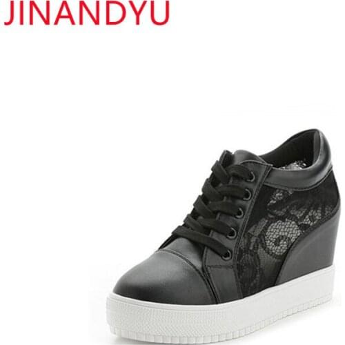 Lace Wedge Shoes Platform Sneakers Silver White Black Vulcanize Shoes for Women Chunky Sneakers Breathable Woman Shoes Casual