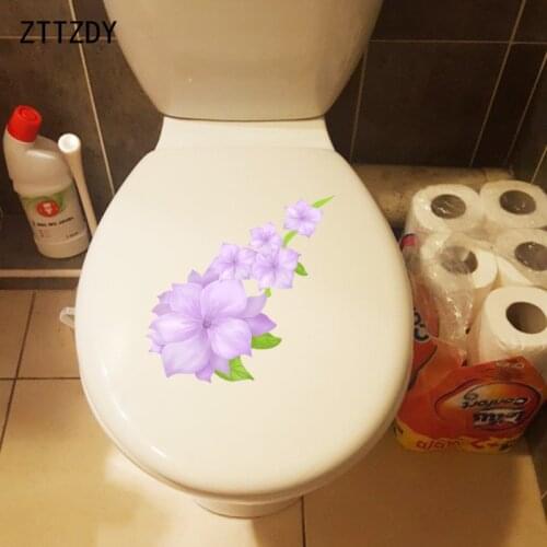 ZTTZDY 23.1*17.7CM Beautiful And Concise Purple Flowers Bathroom Toilet Sticker Home Wall Decal T2-0262