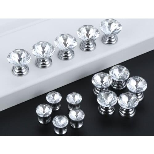 Clear Crystal Jewelry Gift Box Drawer Knob Furniture Hardware Cupboard Handle Door Pulls Knobs 12mm 16mm 18mm