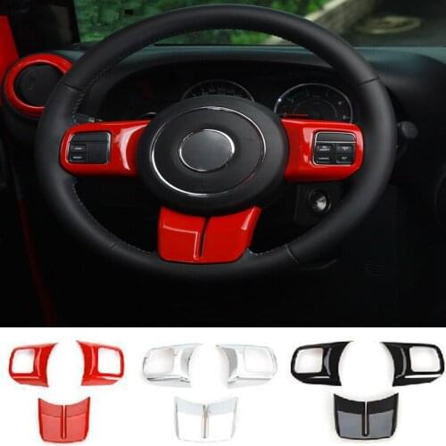 3Pcs/set Interior Car Steering Wheel Cover Trim Sticker Styling Fit For Jeep Patriot Compass Wrangler 2011-2015 ABS