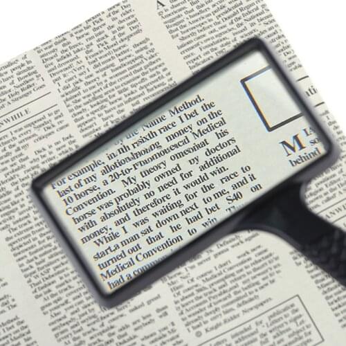 5X Magnifying Glass Long Handle Reading Inspection Jewelry Identify Students Multi Use Hand Loupe Old Man Rectangular Shape