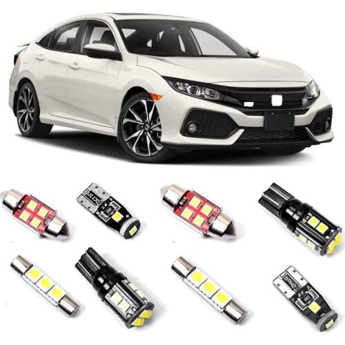 White Interior LED Lights Kit for Honda Civic 2016 2017 2018 2019 2020 Super Bright 6000K Interior LED Light Bulbs Pack
