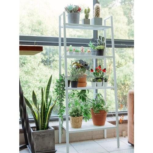 Balcony shelf flower shelf rack floor multi-layer storage rack simple storage living room iron book shelf bedroom kitchen