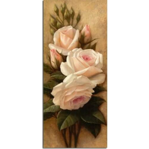 White rose 28x65cm Needlework Diamond Embroidery Painting Home Decoration Diamond Mosaic Pattern Full Square Diamond Painting