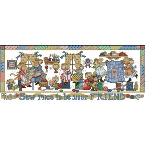 Free delivery Top Quality hot selling lovely counted cross stitch kit sew mice to be your friend sewing room mouse