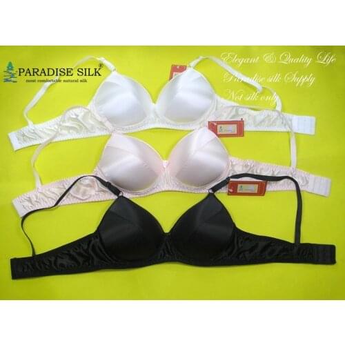 C CUP Padded Wire Free 3 Pair 100% Natural Heavy Weight Silk Bra Size 34C 36C 38C 40C