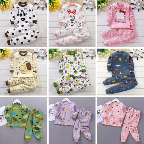Children Pajamas Baby Clothing Set Kids Cartoon Sleepwear Autumn Cotton Nightwear Boys Girls Animal Pyjamas Pijamas Set