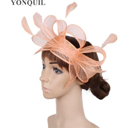 Elegant Champagne Sinamay Fascinator Hats Good Bridal Wedding Hats Cocktail Hat Very Nice Gril Millinery Hair Accessories MYQ055