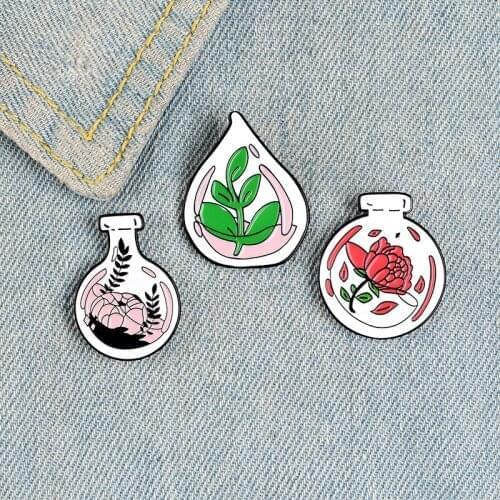 Potted Plants Enamel Pin Custom Bottles Brooches Clothes Shirt Lapel Backpack Badges Flowers Jewelry Gift for Friends