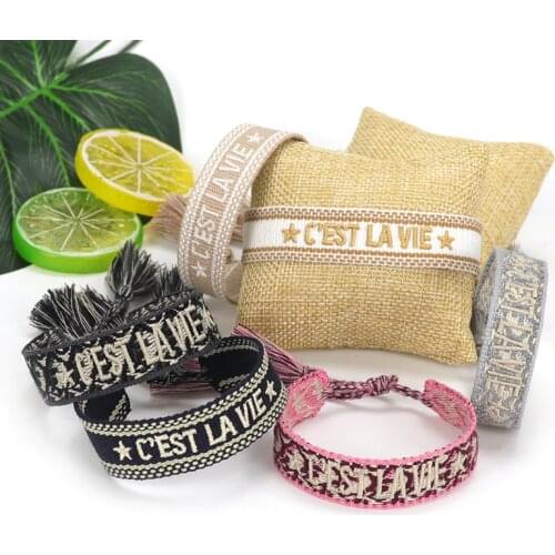 Personality Letter Bracelet C'est La Vie Hand-embroidered Adjustable Wrist Tassel Rope Fashion Friendship Small Jewelry