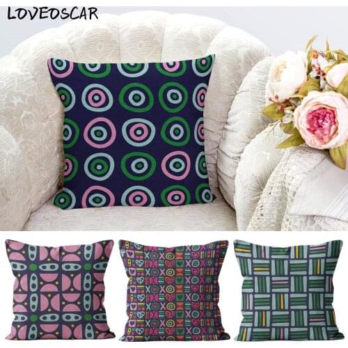 Ins Geometry Plaids Strip Bohemian Sign Symbol Dark Green African William Morris Kissen Cushion Cover Pillow Case House Decor
