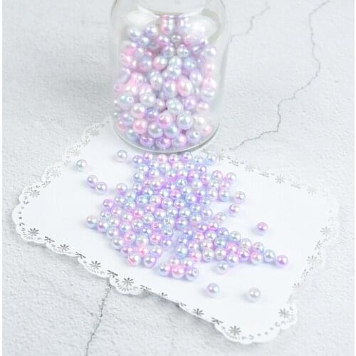 6/8/10/12mm Imitation pearl Round Rainbow Color With Hole Acrylic Garment shoes For DIY Jewelry Making Decoration Crafts Making