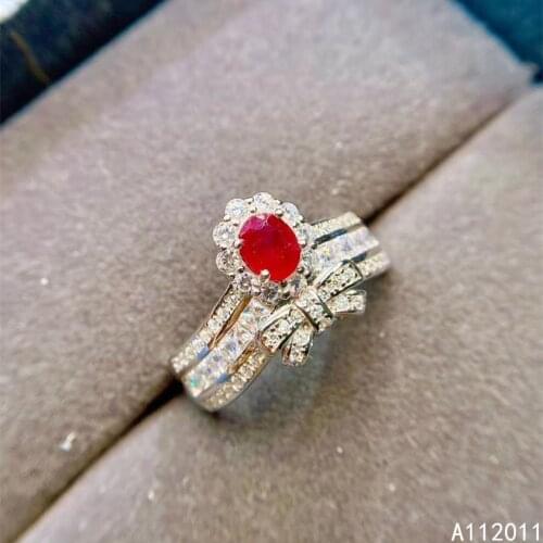 KJJEAXCMY fine jewelry 925 sterling silver inlaid natural ruby popular new Female adjustable ring Support test