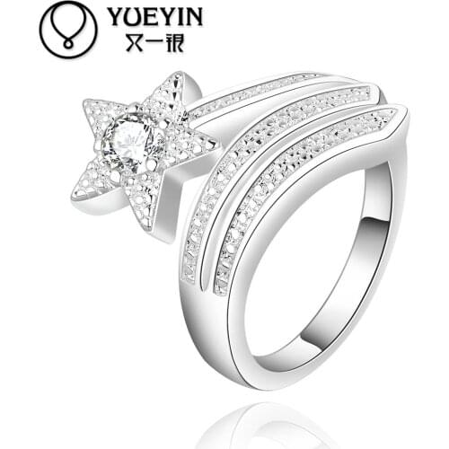 Pentagram rings silver plated rings for women wedding party fashion jewelry Anniversary New Design