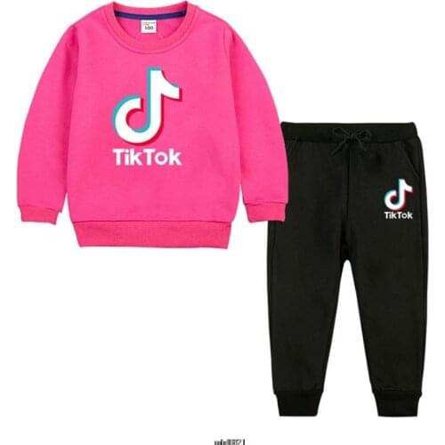 Tik Tok Boys Girls Clothes Set Kids Boy Long-Sleeved Clothing Pullover Sweater+ Pants Autumn Cartoon Sport suit