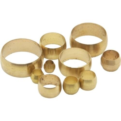 10Pcs Brass Double Taper Ferrule 4 5 6 8 10 12 14mm OD Compression Sleeve Seal Ring Fittings Tube Centralized Lubrication System