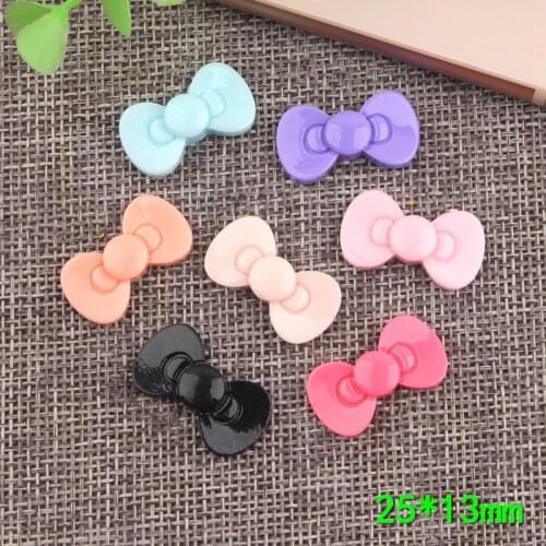 Mini Order 20pcs 25*13mm Kawaii Resin Cabochon Ribbon Knot Bow Flatback Ornament Accessories Clay Beads Charms Phone Case Decor