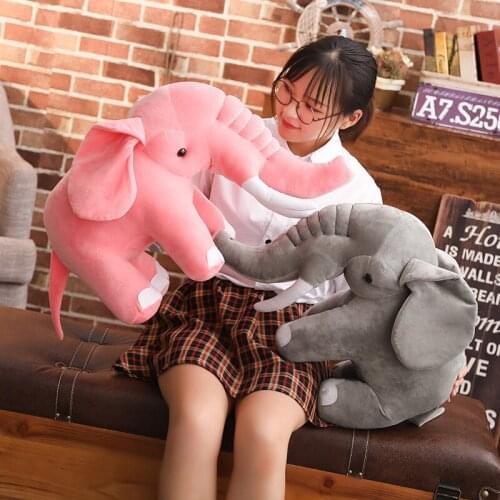 Cute Elephant Doll Plush Stuffed Toy African Ivory Elephant Pillow Childrens Birthday Gift Skin-friendly Soft and Comfortable