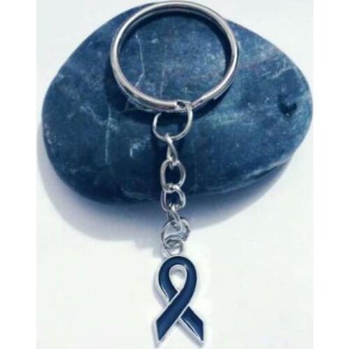 New Hot 1Pcs/Lot Drop Glaze Enamel Hope Breast Cancer Awareness Ribbon Keyring Keychain Jewelry Holiday Gifts